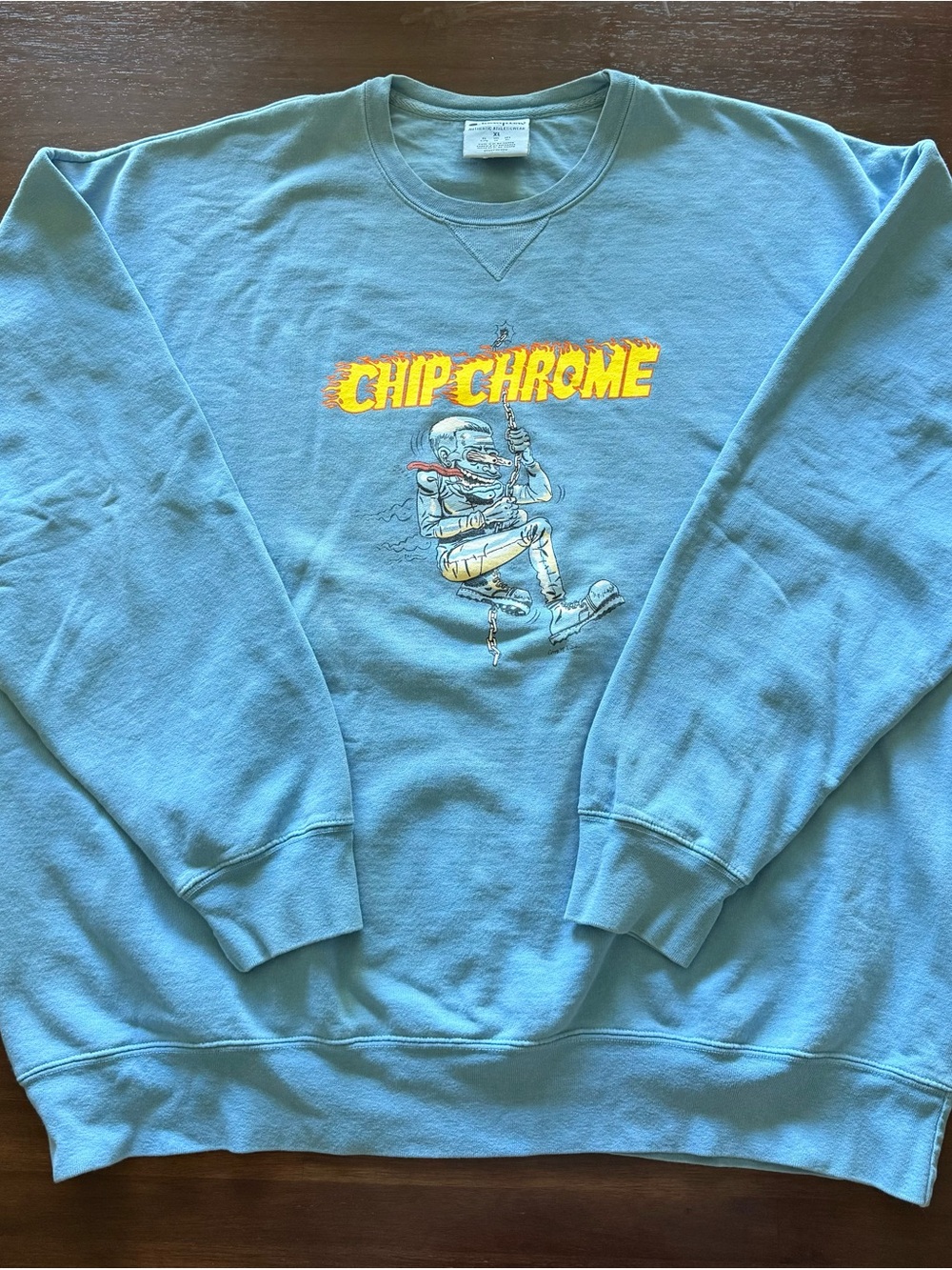 Champion Light Blue Crewneck with Yellow Graphic